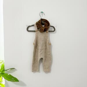 Zara Baby Girl's Brown Knit Jumpsuit & Headband Size 3-6 Months